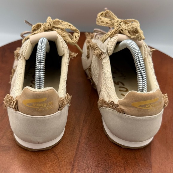 Circus NY Sam Edelman Nash Lace Ruffle Sneakers Beige Tan Floral Girly Women 8.5 - Picture 6 of 12